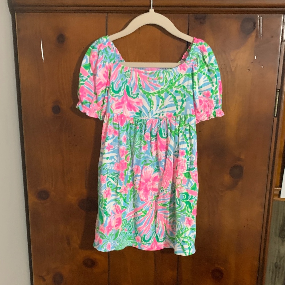 Lilly Pulitzer Pink and Green Floral Kids Dress